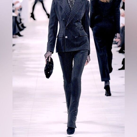 Ralph Lauren Fall 2010 Collection Black Multi Stripe Wool Spat Hem Trouser - Picture 5 of 17